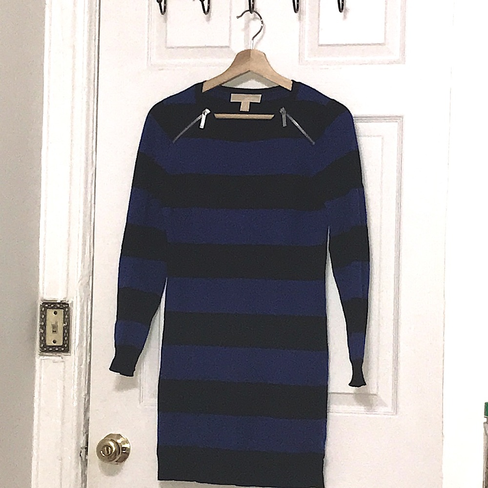 Michael Kors blue and black stripe dress